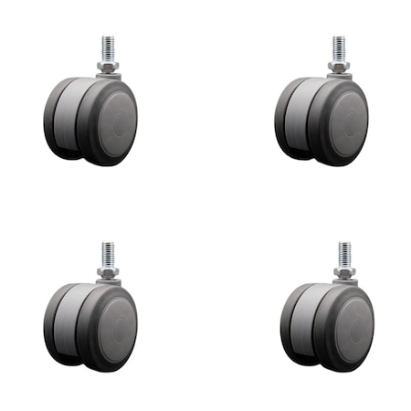 Service Caster 3'' Gray Heavy Duty Floor Safe Twin Wheel Caster 1/2'' Threaded Stem , 4PK SCC-TS02S75-TPR-GRY-121310-4